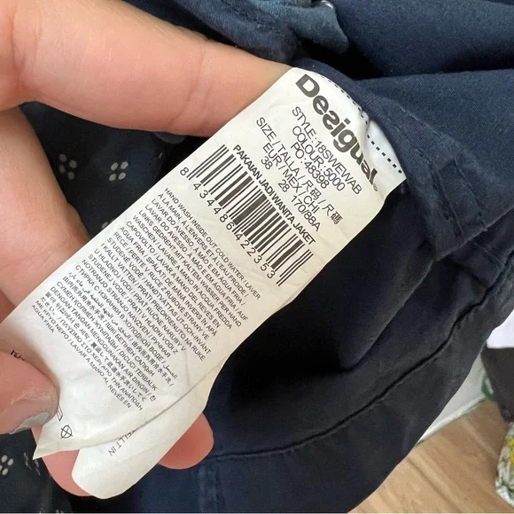 desigual pakaian jadi wanita navy utility jacket butterfly bird bee - Picture 8 of 14